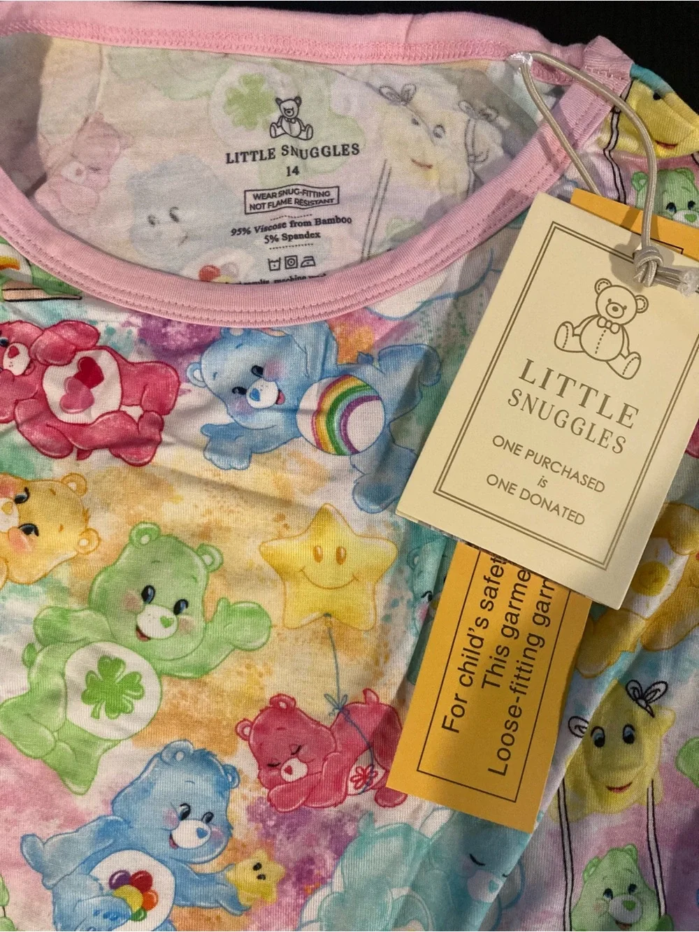 NEW Little Snuggles Care Bears Kids Bamboo Long Sleeve & Pants Pajama Set - 14